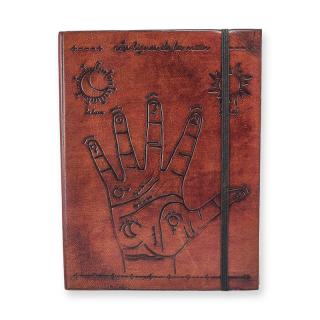 Zápisník kožený stredný s gumičkou  Veštenie z ruky 20,5 x 15,5 cm