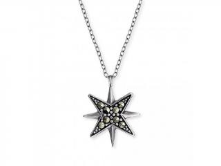 Strieborný náhrdelník Hviezda s markazity