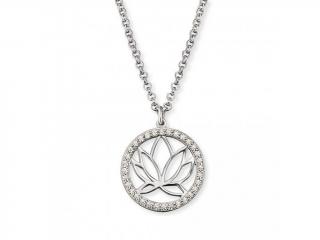 Strieborný náhrdelník Lotosový kvet so zirkónmi