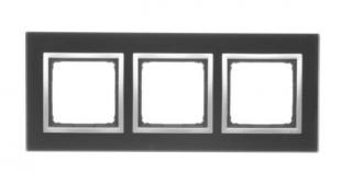 3-rámček Simon54 NATURE lávový/striebro sklenený DRN3/74