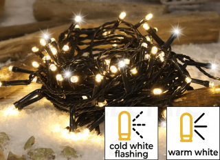 Blikajúca vianočná svetelná reťaz 2+10m 3,6W 100 LED teplá biela IP44