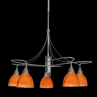 CARRAT kovové stropné svietidlo oranžová/chróm 5xE14 12038