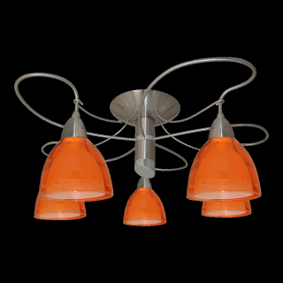 CARRAT kovové stropné svietidlo točené oranžová/chróm 5xE14 12040