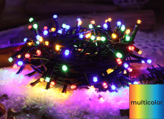 RGB vianočná svetelná reťaz 2+10m 3,6W 100 LED IP44