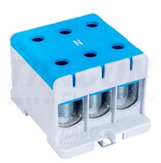 Rozvodná odbočná svorkovnica na DIN lištu 3x35-150mm² modrá FLEAL-150/3K