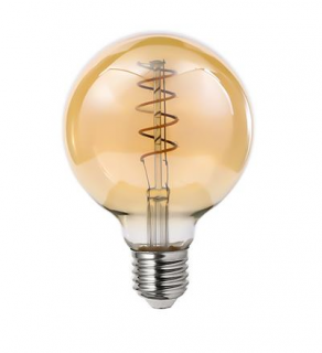 Stmievateľná dekoračná LED žiarovka E27 4W 2200K G80 filament jantár PL4125