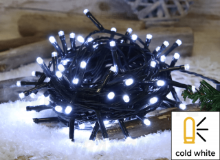 Vianočná svetelná reťaz 2+10m 3,6W 100 LED studená biela IP44