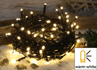 Vianočná svetelná reťaz 2+10m 3,6W 100 LED teplá biela IP44