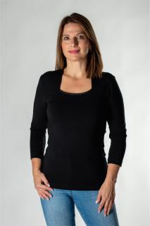 Dámske elegantné čierne tričko ZELA s krištálmi Veľkosť výrobku: L