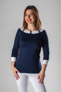 Dámske tričko modré s bielym lemom a manžetami MISIAM Veľkosť výrobku: XL