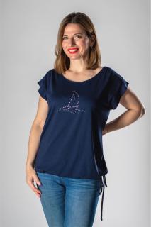 Dámske tričko modré s krištálmi VETKA Veľkosť výrobku: L