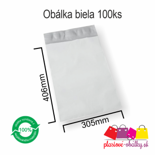 Plastové obálky biele čiastočne priehľadné Balenie: 100 ks balenie, Rozmer: 305 x 406 mm