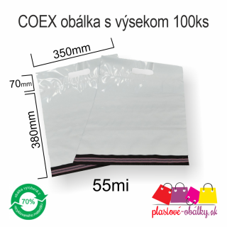 Plastové obálky COEX s výsekom Balenie: 100 ks balenie, Rozmer: 350 x 450 mm (int. 350 x 380 mm)