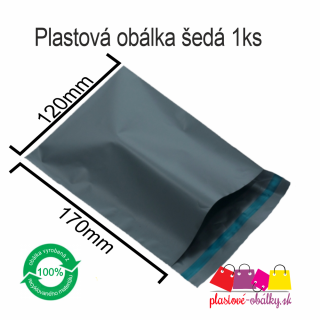Plastové obálky šedé Balenie: 100 ks balenie, Rozmer: 120 x 170 mm