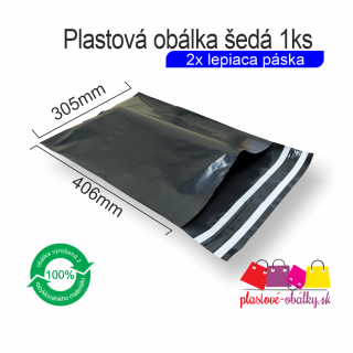 Plastové obálky šedé s dvojitou páskou 60µm ECONOMY  špaciálne obálky pre zasielanie tovaru späť Balenie: po 1 ks, Rozmer: 305 x 406 mm