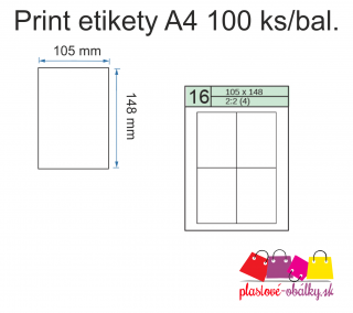 Print etikety A4 100hárkov Rozmer: 105 x 148 mm