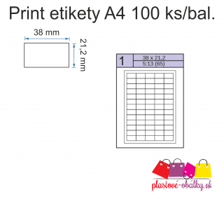 Print etikety A4 100hárkov Rozmer: 38 x 21,2 mm