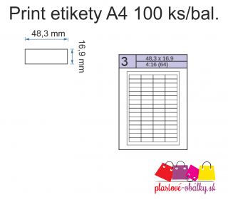 Print etikety A4 100hárkov Rozmer: 48,3 x 16,9 mm