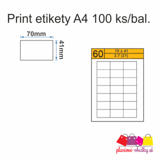 Print etikety A4 100hárkov Rozmer: 70 x 41 mm