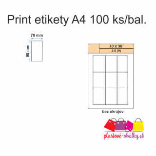 Print etikety A4 100hárkov Rozmer: 70 x 98 mm