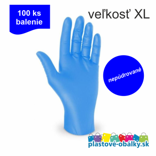 Rukavice  nitrilové  nepudrované Farba: Modrá, Veľkosť: XL