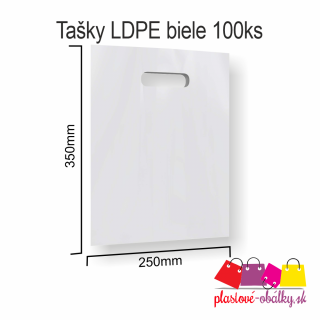 Tašky LDPE Balenie: 100 ks balenie, Farba: Biela, Rozmer: 250 x 350 mm