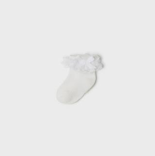 Mayoral Ponožky s krajkou - biele 23-09593-011 Veľkosť papučiek pre kojencov: 3 mesiace (9,9 cm)
