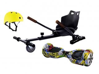 Aboard hoverboard 6,5  Graffiti Bluetooth s hoverkartom a prilbou  + Prilba zdarma Prilba: žltá prilba