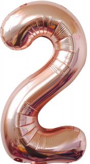 Fóliový balón narodeninové číslo 2, ružovo zlatý 82cm