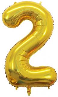 Fóliový balón narodeninové číslo 2, zlatý 46cm