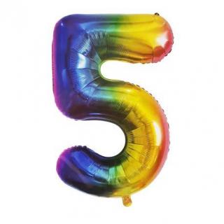Fóliový balón narodeninové číslo 5, dúhová farba 102cm
