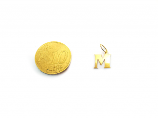Prívesok v tvare písmena  M   +servis + krabička Farba zlata: Žlté zlato, Farba kameňa: Bez kameňa
