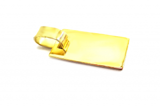 Zlatý prívesok  platnička  žltý  +servis + krabička, darček Farba zlata: Žlté zlato, Gravír: Lesklá