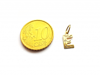 Zlatý prívesok technické PÍSMENO E  +servis + krabička Farba zlata: Žlté zlato, Farba kameňa: Bez kameňa