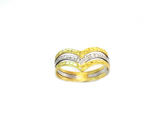 Zlatý prsteň VZOR 0/3 žlto-biely Farba zlata: Kombinovaná žlto-biela, Farba kameňa: Bez kameňa