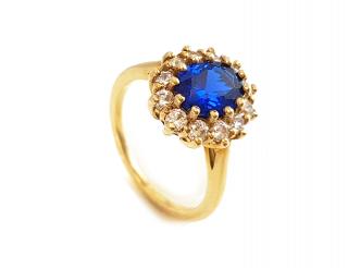 Zlatý prsteň VZOR 279 alebo DIANA  + krabička Farba kameňa: modrá