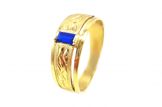 Zlatý psteň VZOR 768 zo žltého zlata so zirkónom v kráľovsky modrej farbe  +servis + krabička, darček Farba zlata: Žlté zlato, Farba kameňa: modrá,…