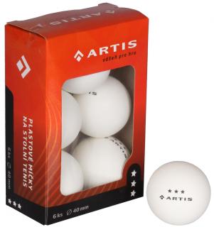 Artis 3 hviezdy loptičky na stolný tenis balenie: 6 ks, Farba: bílá