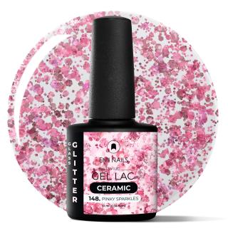 Gél lak Ceramic 148 Pinky Sparkles - gélový lak bez HEMA, 10 ml