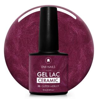 Gél lak Ceramic 32 Glitter Merlot - gélový lak bez HEMA, 10 ml