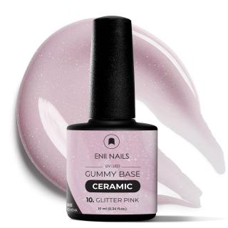 Gummy Base Ceramic 10 Glitter Pink - gumová báza na nechty, 10 ml