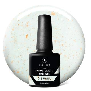 Gummy Foil Flake Base gel 03 Brunia - gumová báza s časticami zlatej fólie, 10 ml