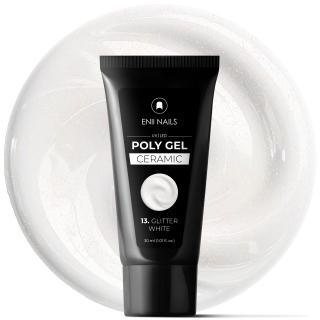 Poly gel Ceramic 13 Glitter White - polygél v tube, 30 ml