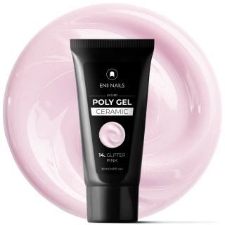 Poly gel Ceramic 14 Glitter Pink - polygél v tube, 30 ml