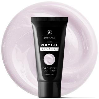 Poly gel Ceramic 16 Glitter Light Pink - polygél v tube, 30 ml