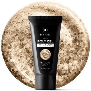 Poly gel Ceramic 18 Metal Gold - polygél v tube, 30 ml