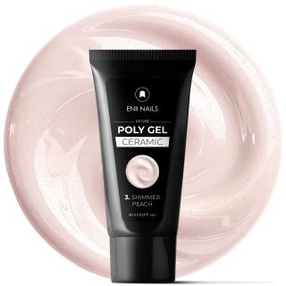 Poly gel Ceramic 3 Shimmer Peach - polygél v tube, 30 ml