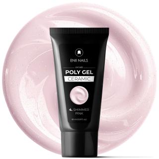Poly gel Ceramic 4 Shimmer Pink - polygél v tube, 30 ml