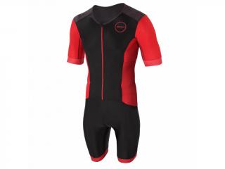 Pánsky triatlonový Trisuit Zone3 Aquaflo Plus FullZip - black/red Veľkosť: S