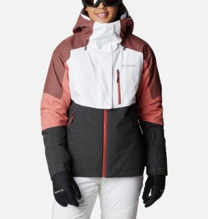 Columbia Dámska lyžiarska bunda Snow Slab™ Blackdot™ bielo ružová Veľkosť: XL, Farba: White, Shark, D